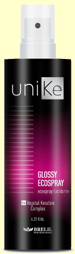Brelil Спрей-блеск для волос без фиксации / UNIKE GLOSSY ECO SPRAY, 150 мл.