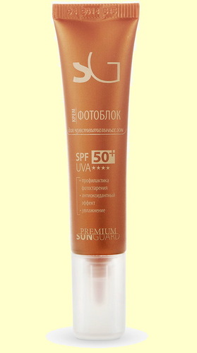 PREMIUM Крем фотоблок для чувствительных зон SPF 50, UVA, 15 мл.